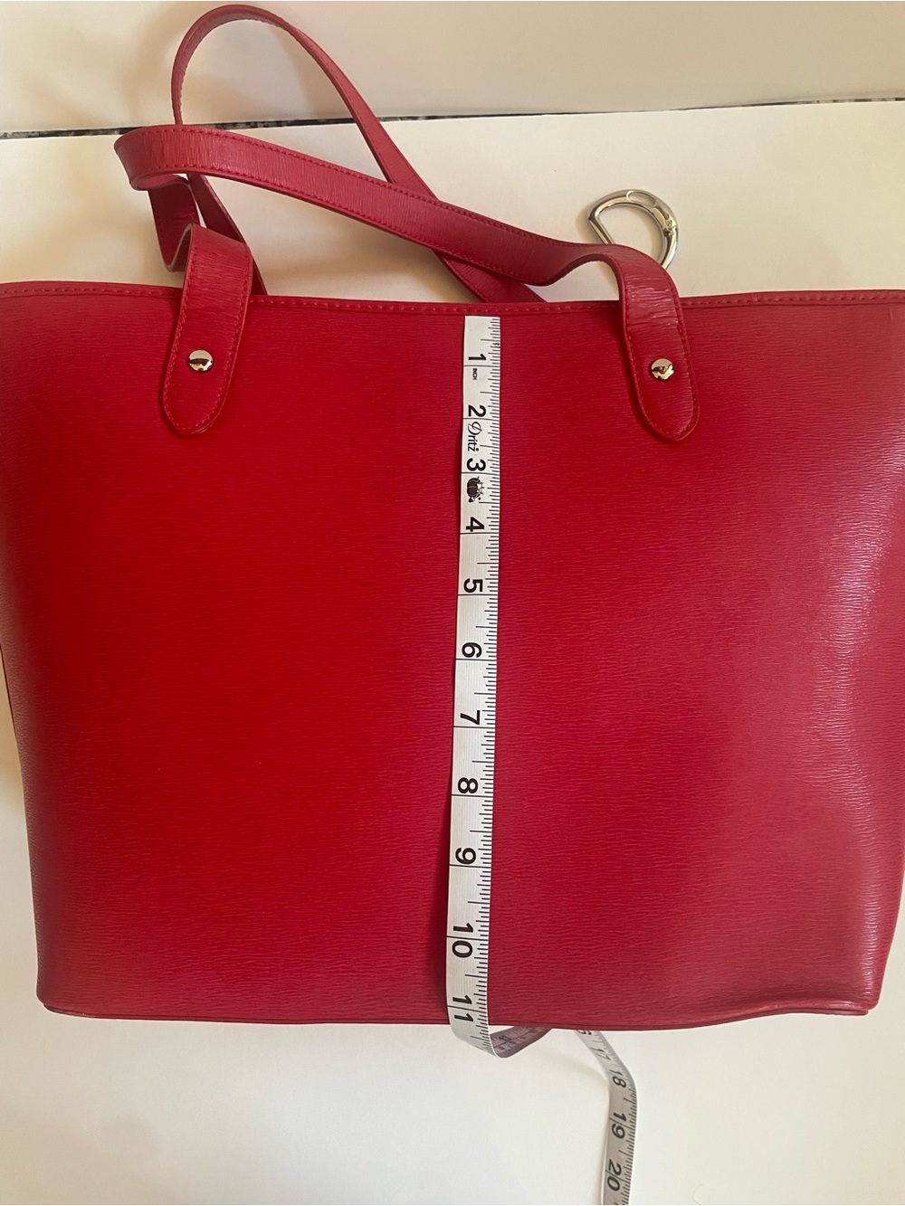 Lauren Ralph Lauren Newbury Classic Tote Red with Charm - Picture 13 of 14